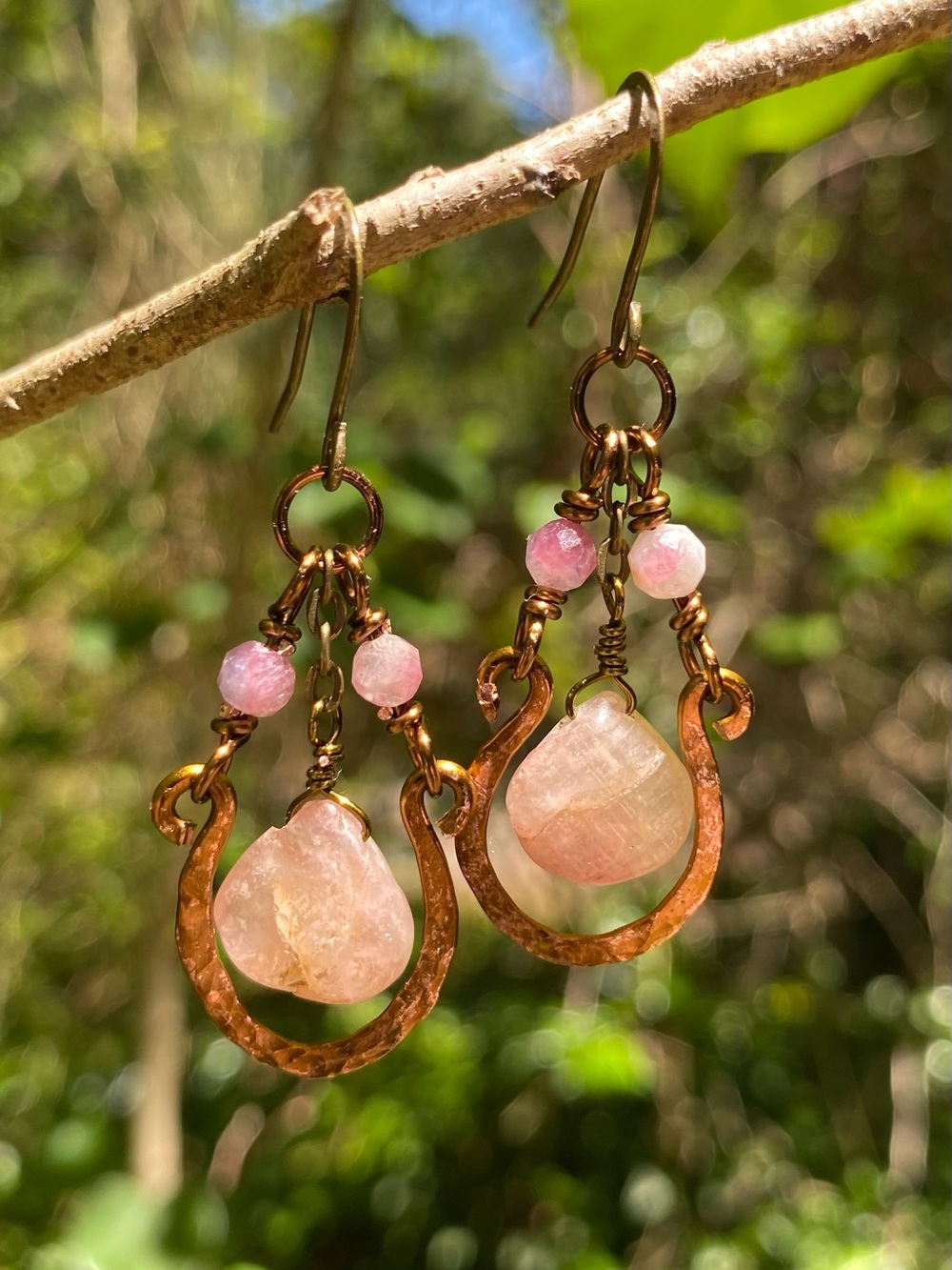 Handcrafted WatermelonTourmaline Drop Earrings